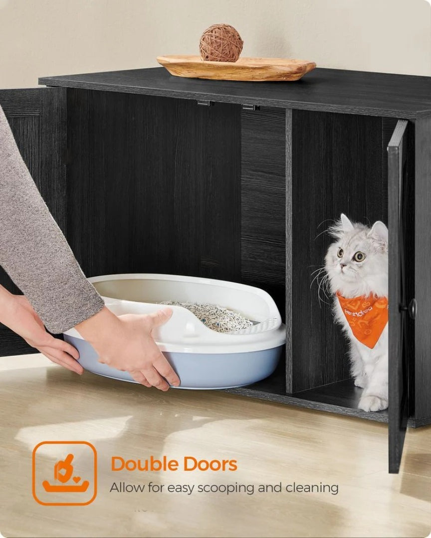 Cat Litter Box Enclosure Furniture Cabinet With Divider 31.5in Wide – product view 26 | Ridgefield Furniture