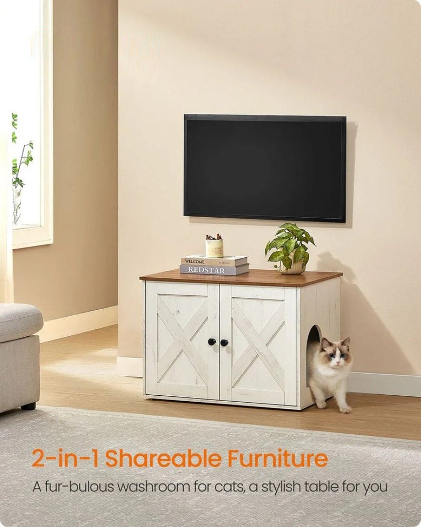 Cat Litter Box Enclosure Furniture Cabinet With Divider 31.5in Wide – product view 28 | Ridgefield Furniture