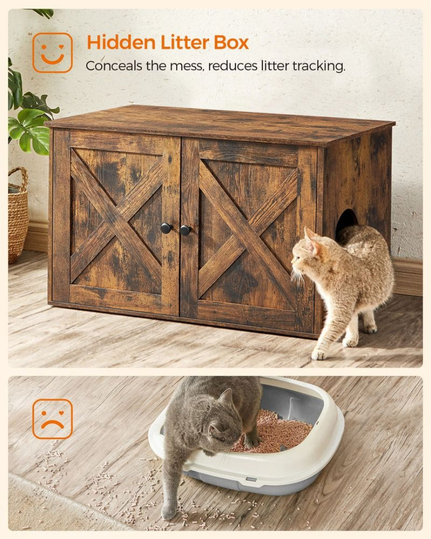 Cat Litter Box Enclosure Furniture Cabinet With Divider 31.5in Wide – product view 35 | Ridgefield Furniture