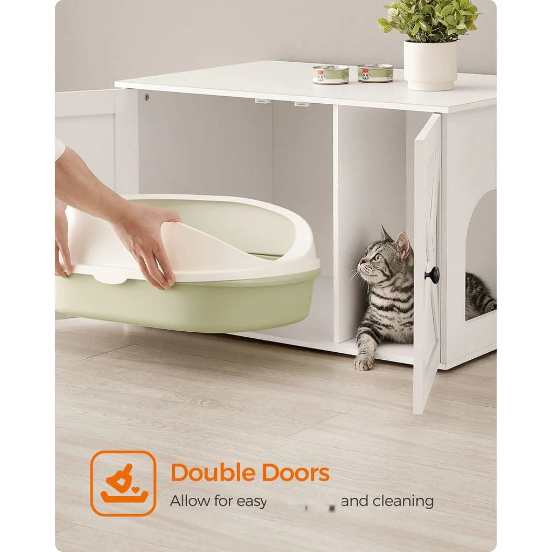 Cat Litter Box Enclosure Furniture Cabinet With Divider 31.5in Wide – product view 45 | Ridgefield Furniture