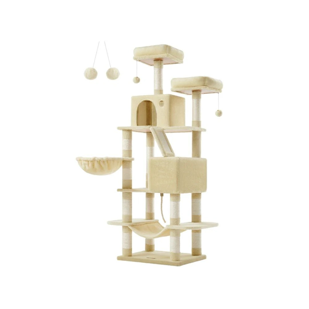 Cat Tree 66.1in Multi Level Cat Tower With Perches Caves Hammock – product view 8 | Ridgefield Furniture