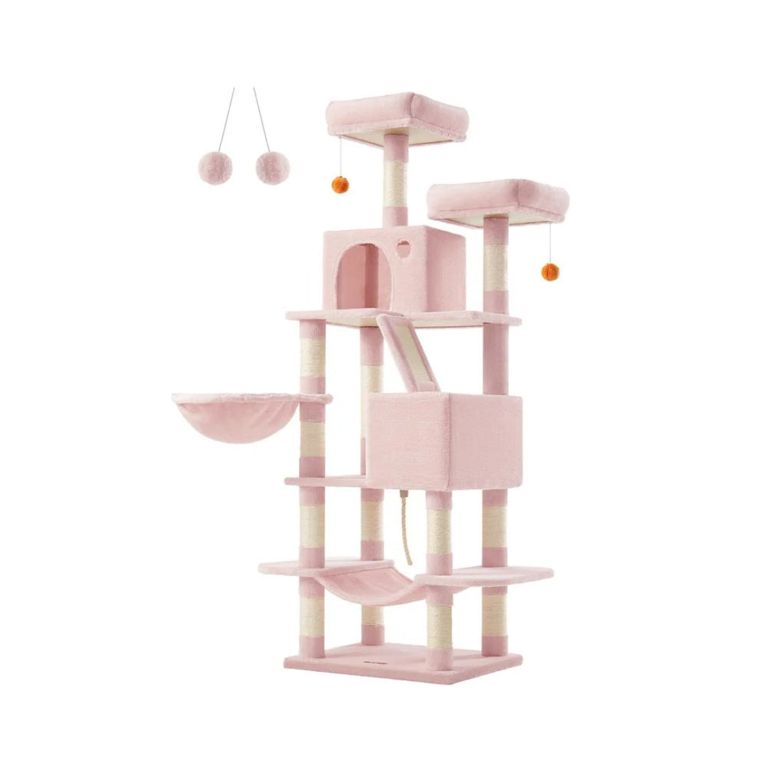 Cat Tree 66.1in Multi Level Cat Tower With Perches Caves Hammock – product view 12 | Ridgefield Furniture