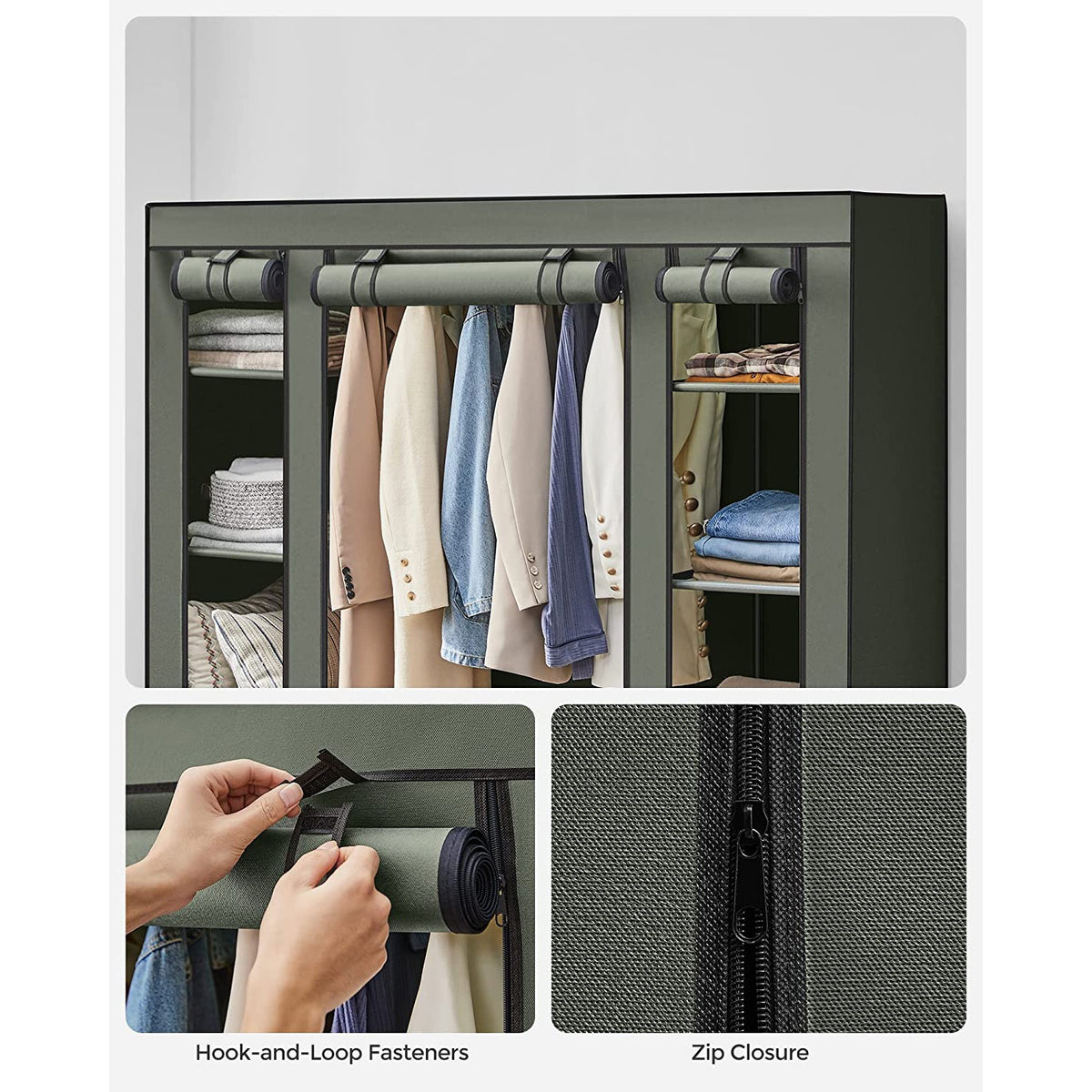 Closet Wardrobe With Non Woven Fabric Cover And Hanging Rails - product photo 32