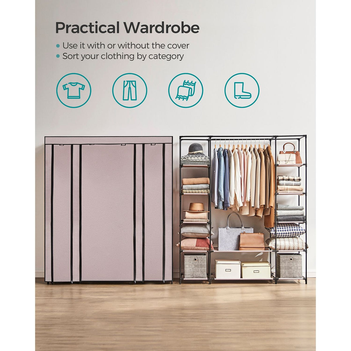 Closet Wardrobe With Non Woven Fabric Cover And Hanging Rails - product photo 36