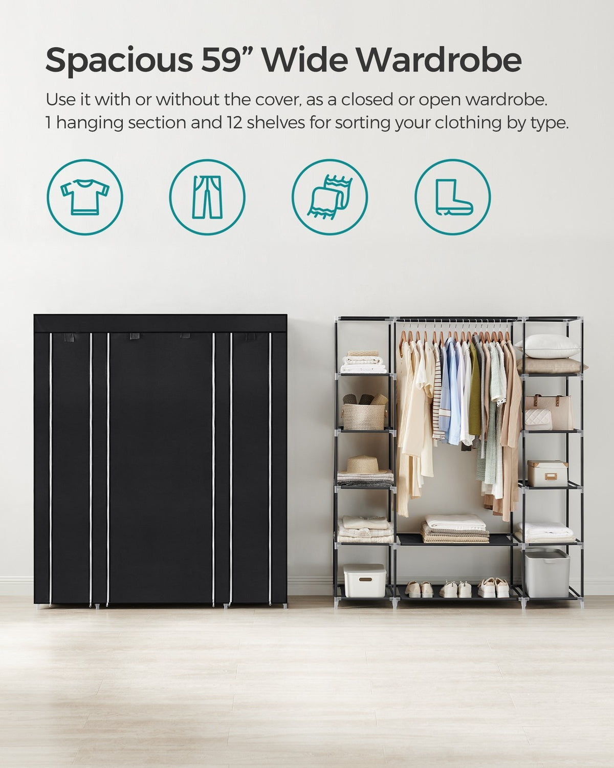 Closet Wardrobe With Non-Woven Fabric Cover - product photo 03