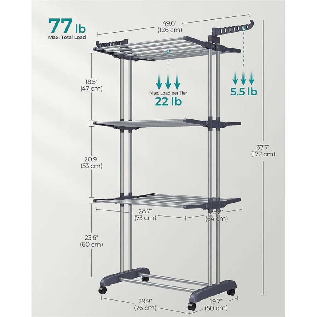 Clothes Drying Rack 4-Tier Foldable Laundry Stand 67.7in High – product view 9 | Ridgefield Furniture
