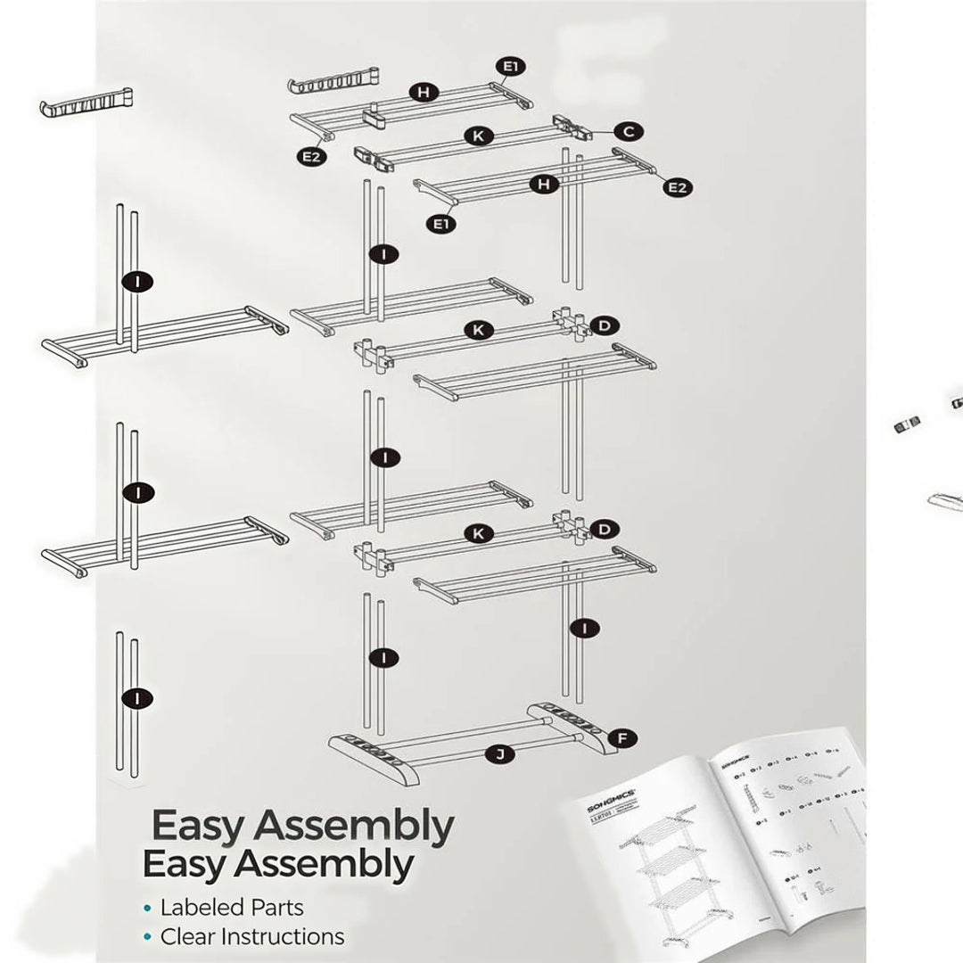 Clothes Drying Rack 4-Tier Foldable Laundry Stand 67.7in High – product view 10 | Ridgefield Furniture