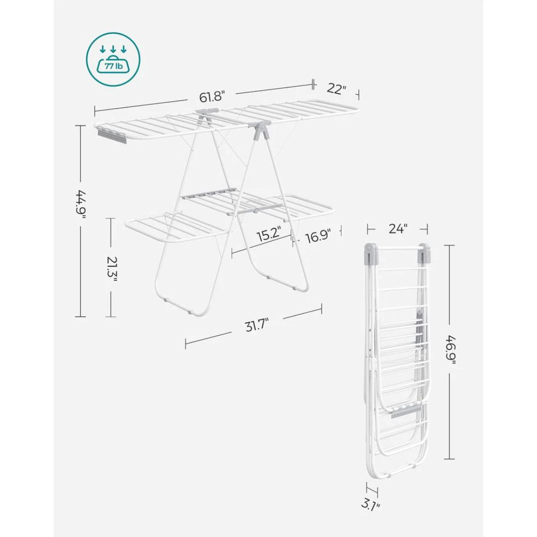 Clothes Drying Rack Foldable 2-Level With Adjustable Wings 67.3in – product view 11 | Ridgefield Furniture