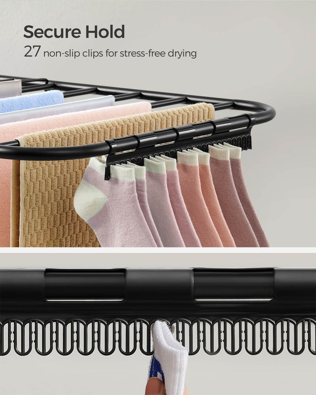 Clothes Drying Rack With Sock Clips - product photo 36