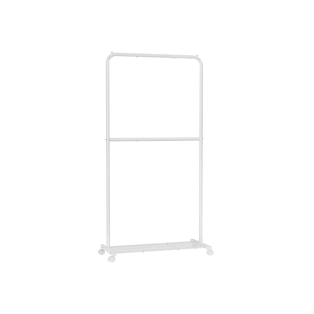 Clothes Rack Double Rod Rolling Garment Rack 35.8in Wide – product view 1 | Ridgefield Furniture