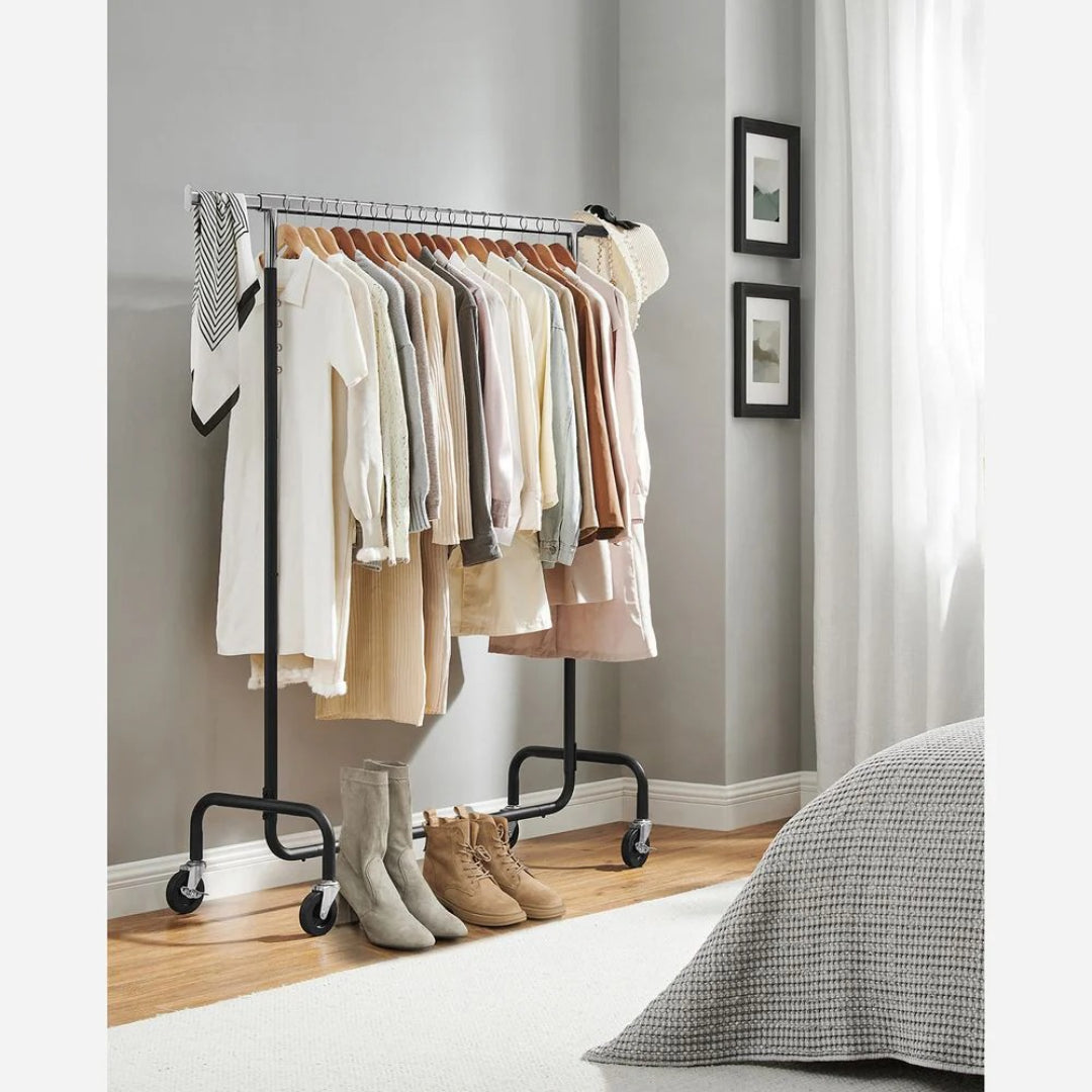 Clothes Rack Heavy Duty Rolling Garment Rack 43.3-59.1in Wide – product view 14 | Ridgefield Furniture
