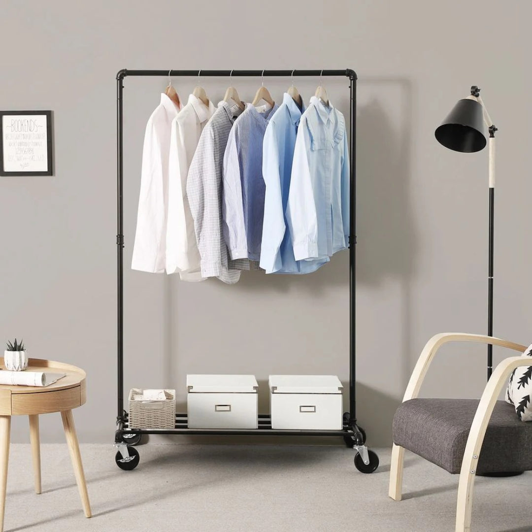 Clothes Rack Heavy Duty Rolling Garment Rack With Shelf 39.4in – product view 5 | Ridgefield Furniture