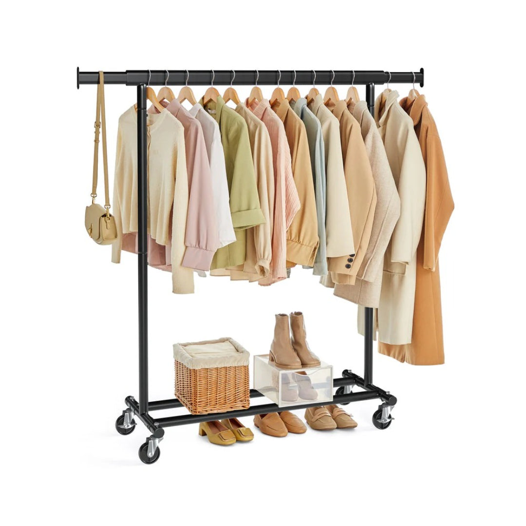 Clothes Rack With Extendable Rail Rolling Garment Rack 36.2-52in – product view 1 | Ridgefield Furniture