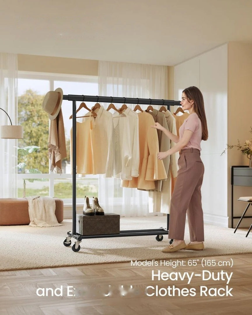 Clothes Rack With Extendable Rail Rolling Garment Rack 36.2-52in – product view 4 | Ridgefield Furniture