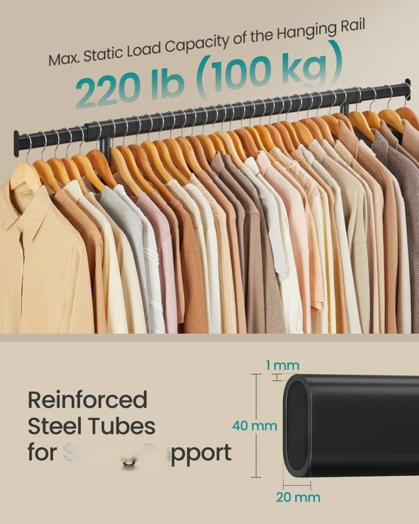 Clothes Rack With Extendable Rail Rolling Garment Rack 36.2-52in – product view 5 | Ridgefield Furniture