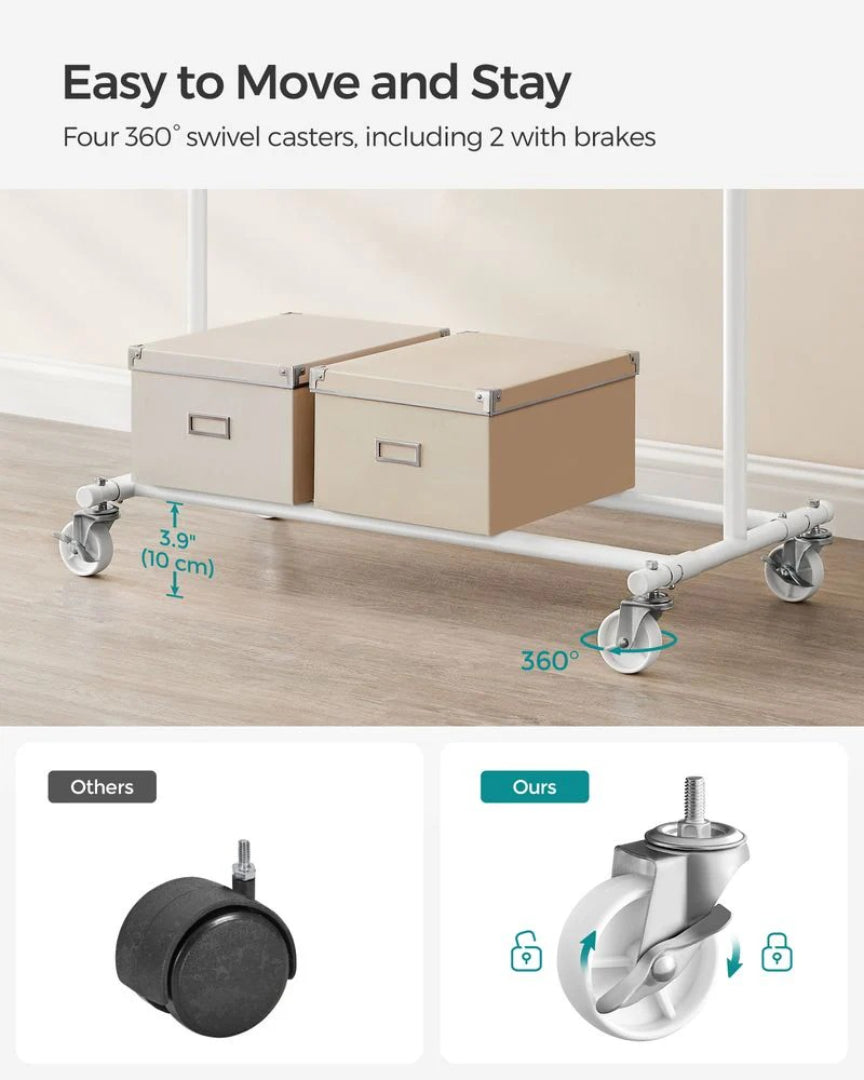 Clothes Rack With Extendable Rail Rolling Garment Rack 36.2-52in – product view 13 | Ridgefield Furniture