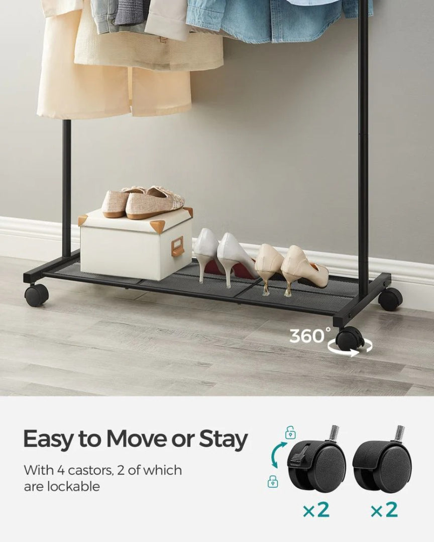 Clothes Rack With Wheels Metal Garment Rack 35.8in Wide – product view 12 | Ridgefield Furniture