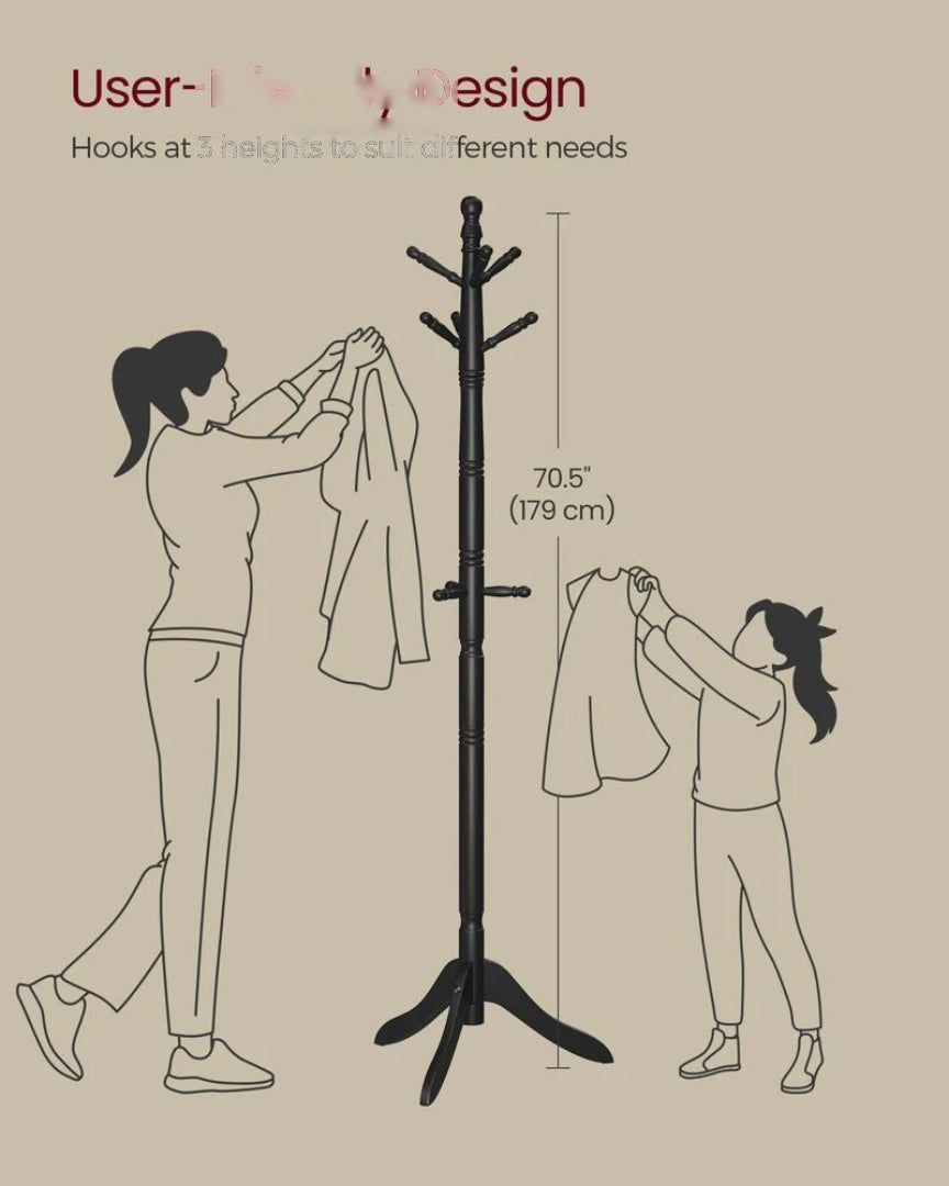 Solid Wood Coat Rack With 10 Hooks – product view 8 | Ridgefield Furniture