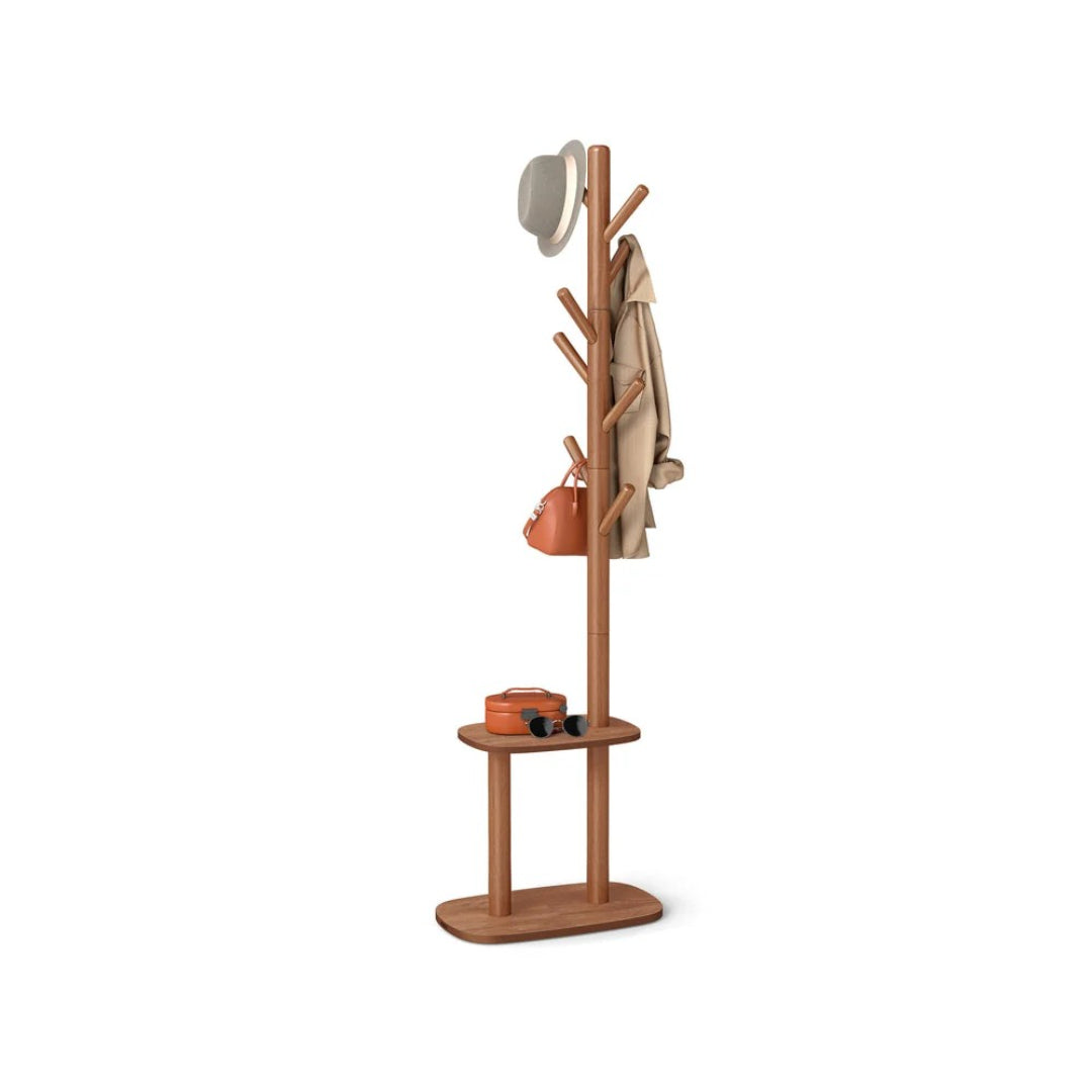 Hall Coat Rack With 8 Hooks & Storage Shelf – product view 1 | Ridgefield Furniture