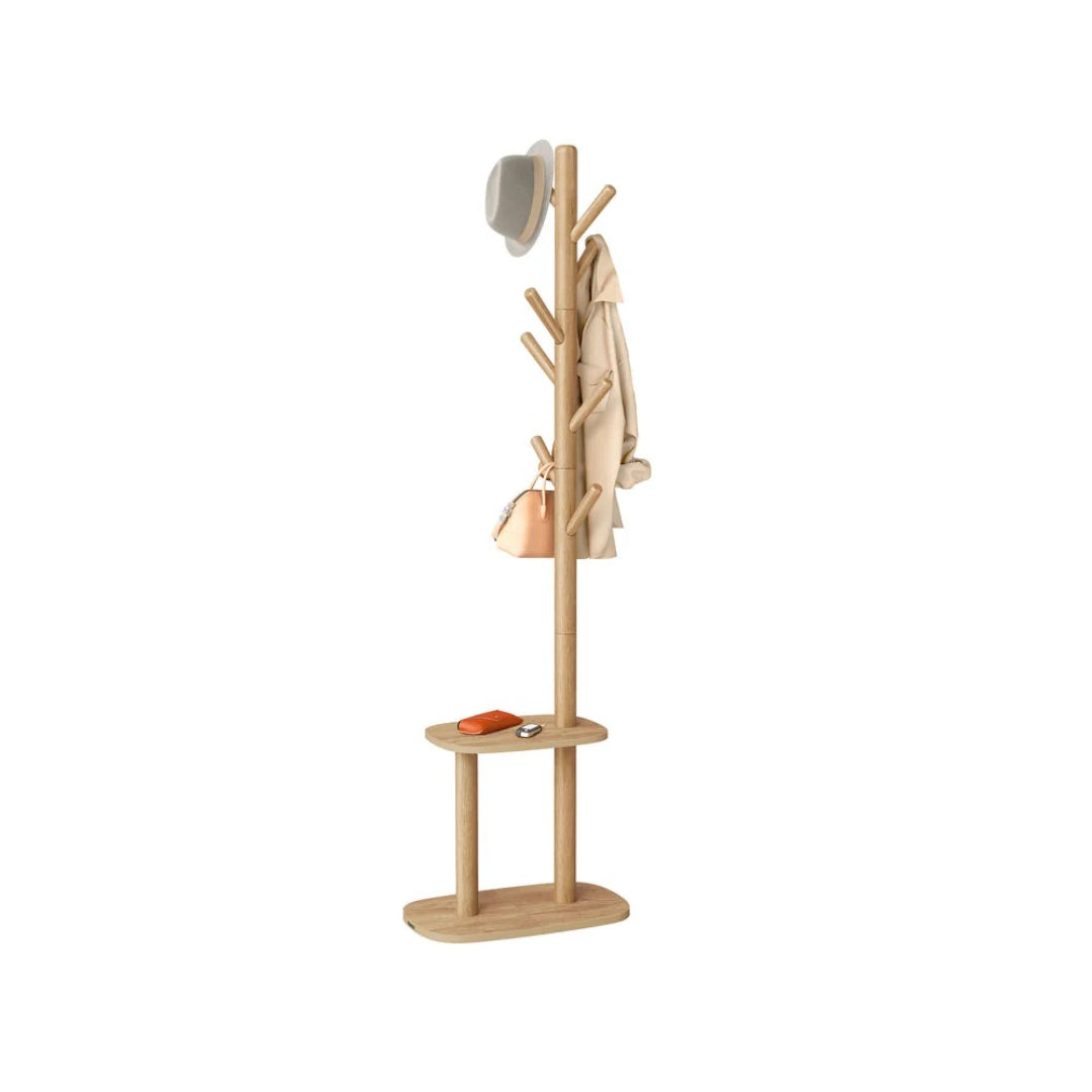 Hall Coat Rack With 8 Hooks & Storage Shelf – product view 3 | Ridgefield Furniture