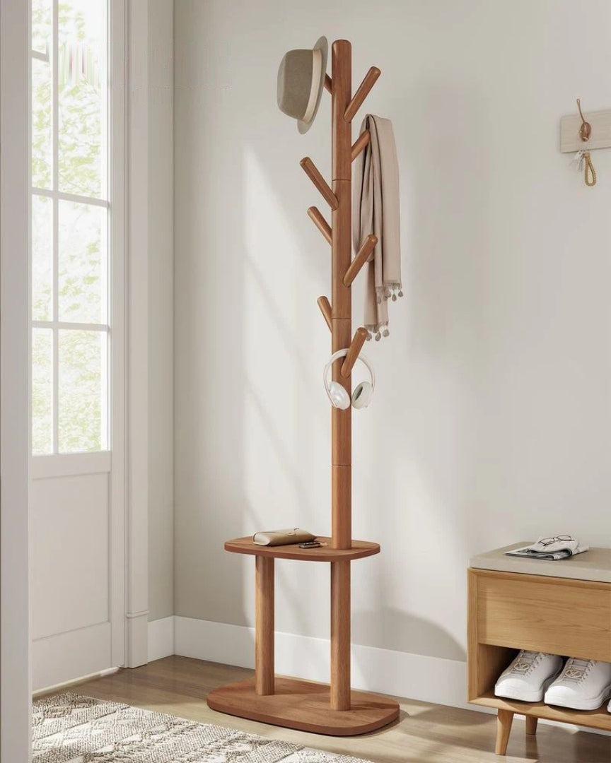 Hall Coat Rack With 8 Hooks & Storage Shelf – product view 4 | Ridgefield Furniture