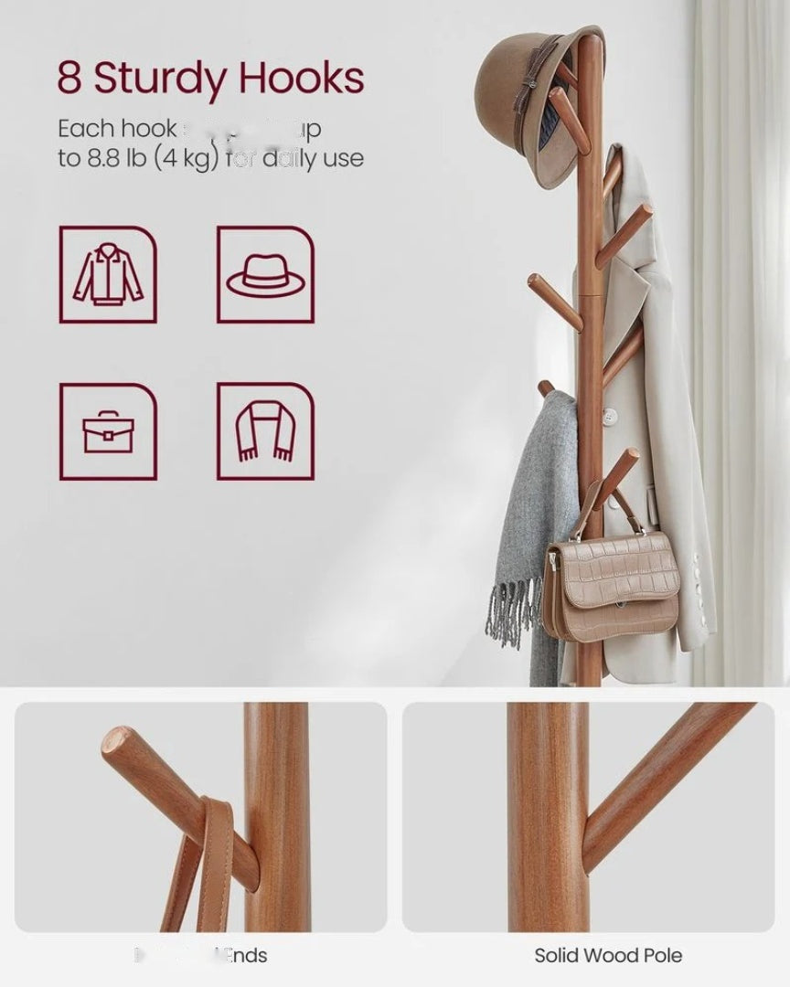 Hall Coat Rack With 8 Hooks & Storage Shelf – product view 6 | Ridgefield Furniture