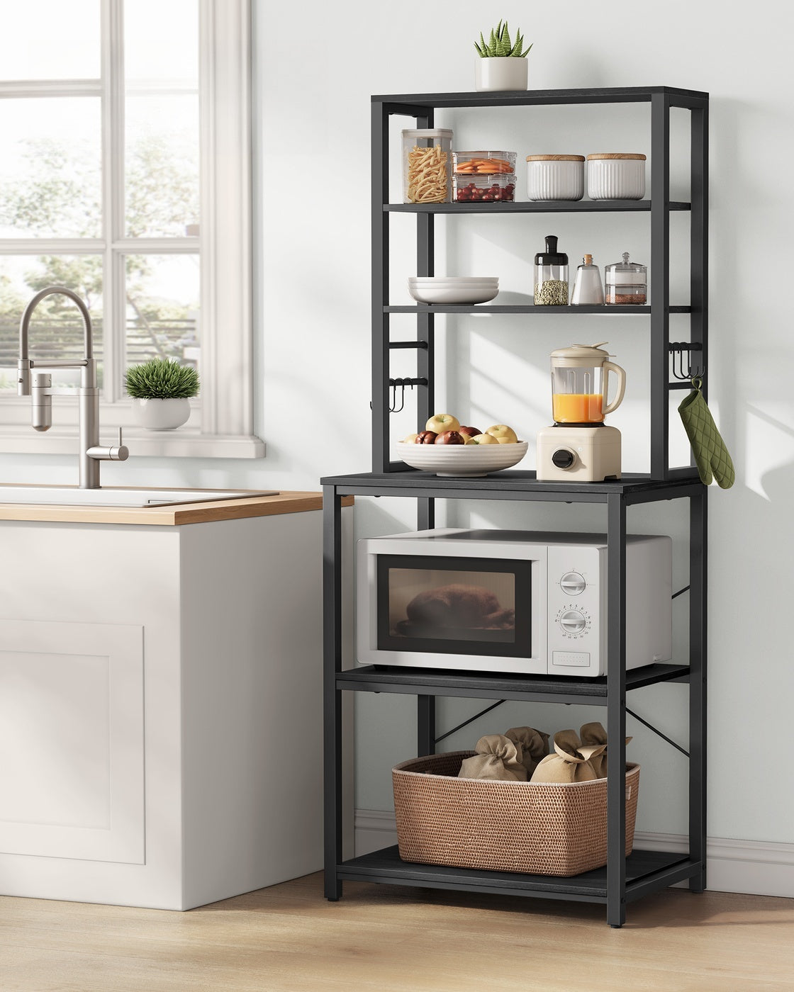 Coffee Bar Cabinet With 6 Tier Shelves And Adjustable Middle Shelf - product photo 25