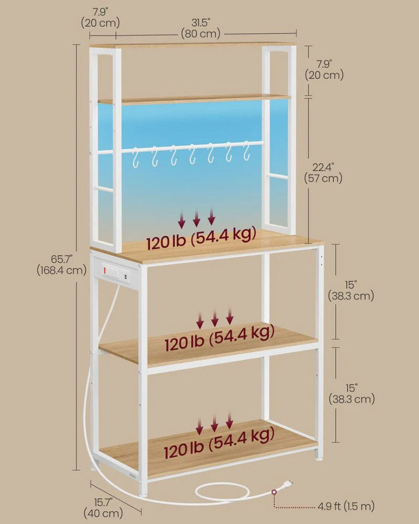 Coffee Bar Cabinet with LED Lights and Power Outlet – product view 7 | Ridgefield Furniture