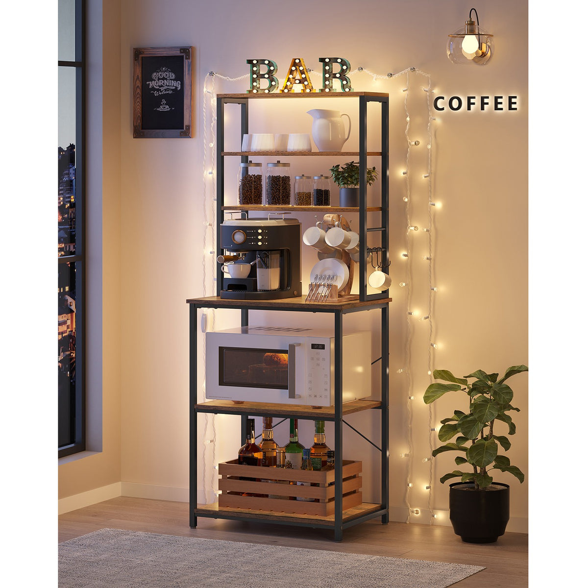 Coffee Bar With 6-Tier Shelves - product photo 03