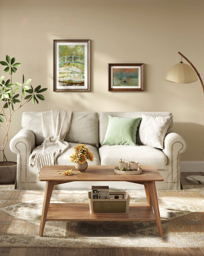 Coffee Table, 2-Tier Living Room Table With Storage, Center Table With Rounded - product photo 04