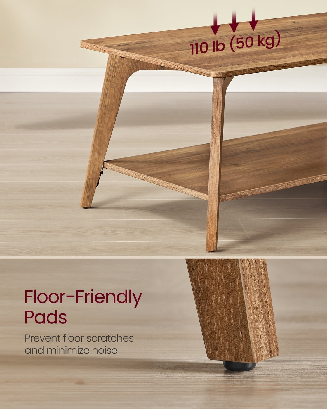 Coffee Table, 2-Tier Living Room Table With Storage, Center Table With Rounded - product photo 06
