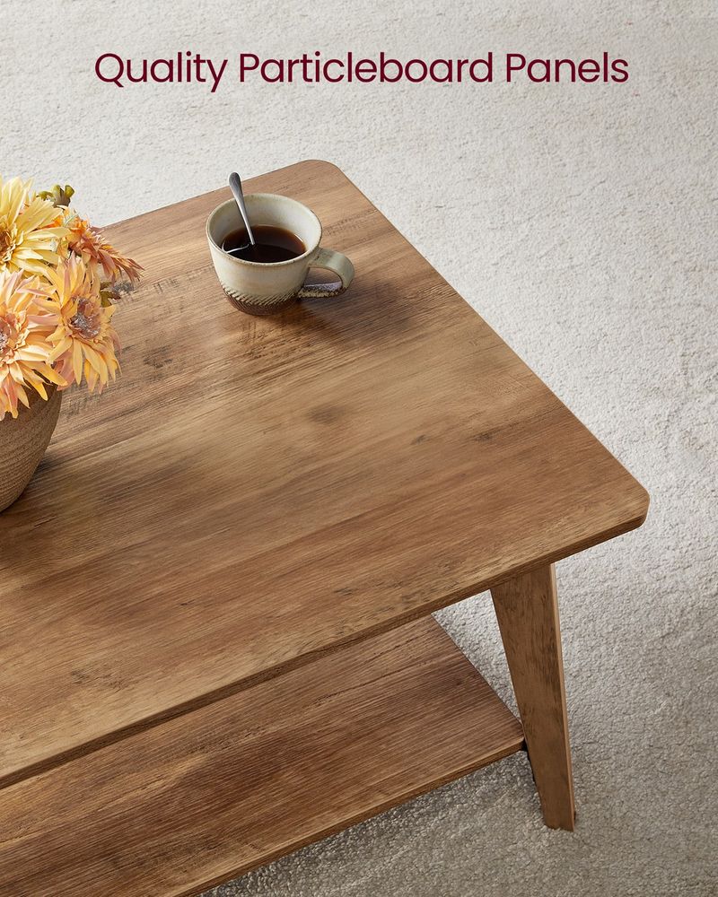 Coffee Table, 2-Tier Living Room Table With Storage, Center Table With Rounded - product photo 07