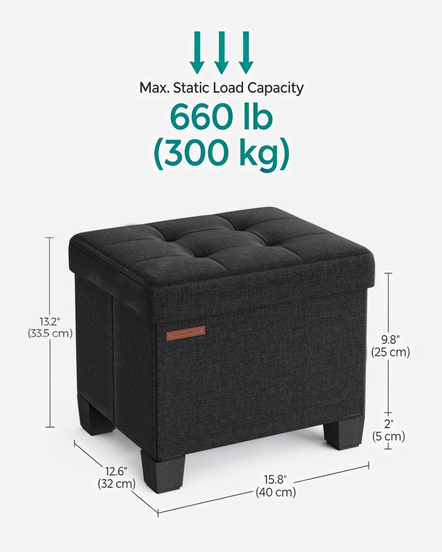 Small Storage Ottoman Foot Rest With Legs & Foldable Design – product view 8 | Ridgefield Furniture