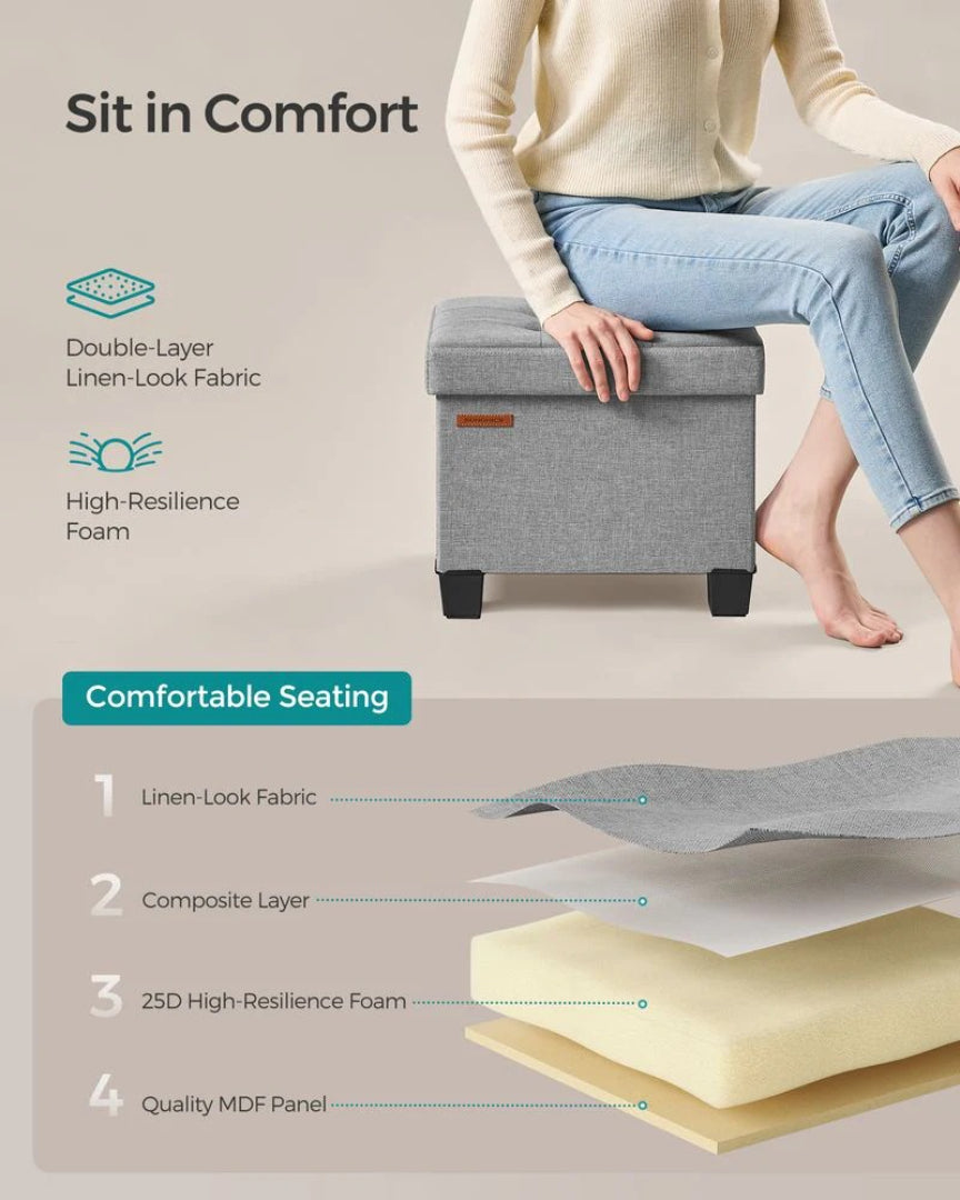 Small Storage Ottoman Foot Rest With Legs & Foldable Design – product view 12 | Ridgefield Furniture