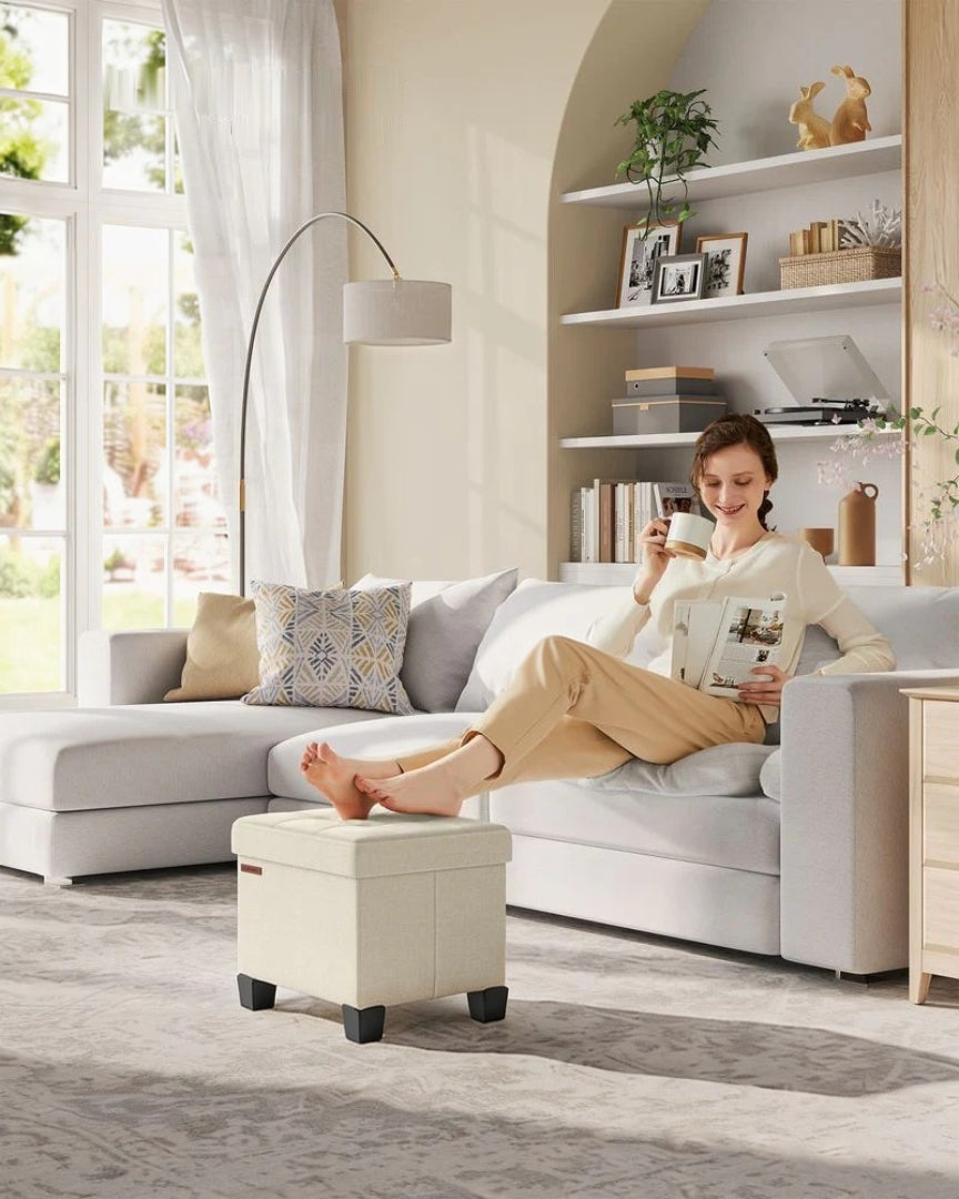 Small Storage Ottoman Foot Rest With Legs & Foldable Design – product view 13 | Ridgefield Furniture