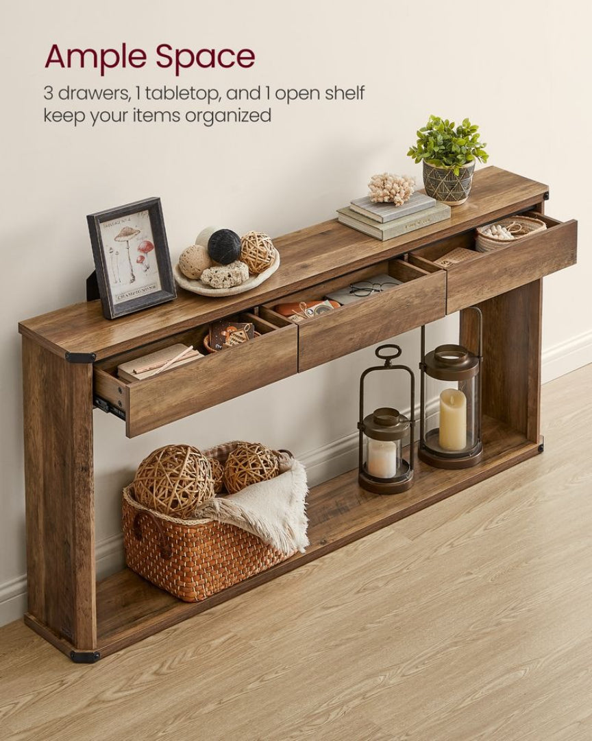63 Inch Console Table With 3 Drawers & Storage Shelf – product view 4 | Ridgefield Furniture