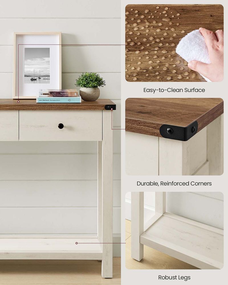 Console Table With Drawers And Open Shelf - product photo 04