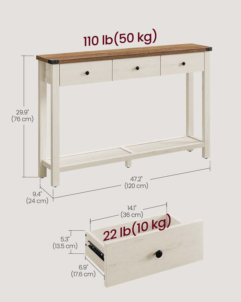 Console Table With Drawers And Open Shelf - product photo 05