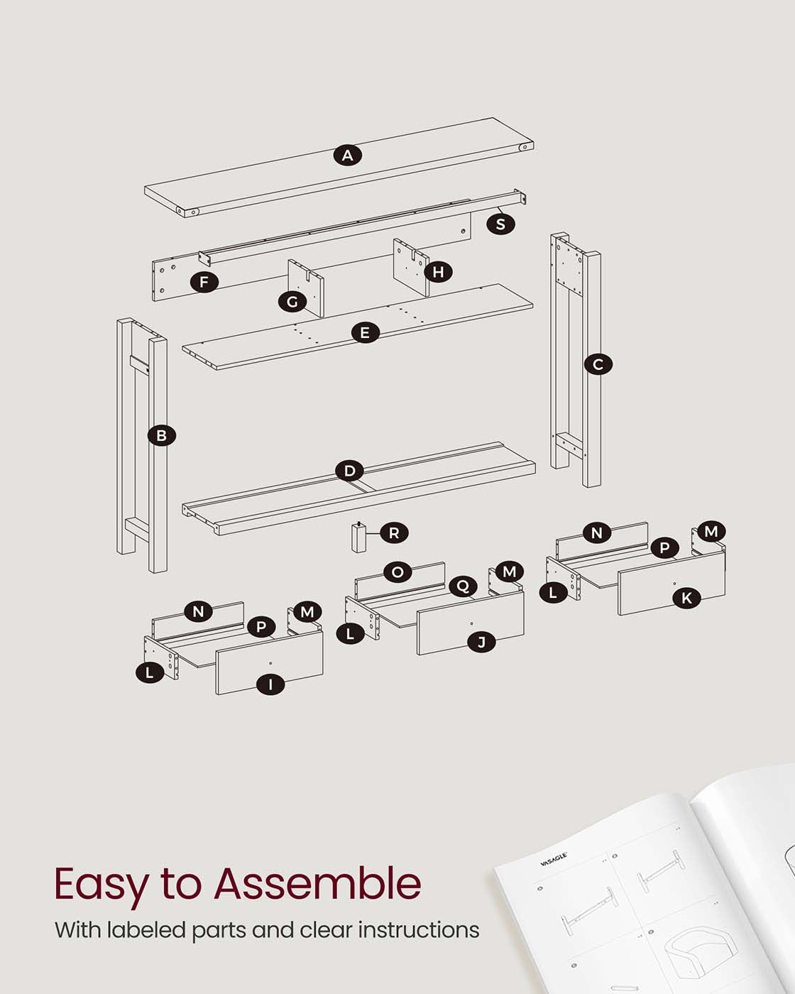 Console Table With Drawers And Open Shelf - product photo 06