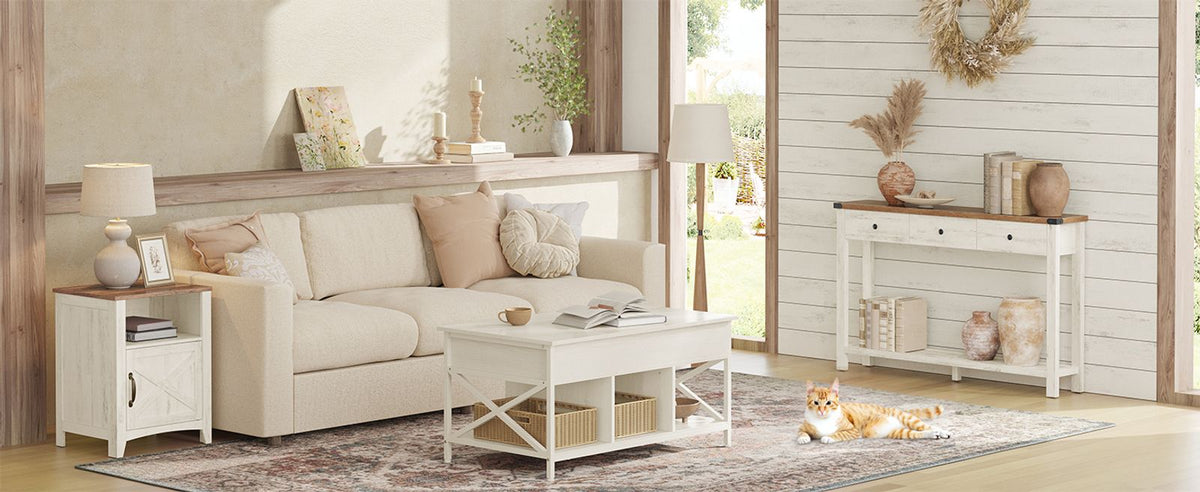Console Table With Drawers And Open Shelf - product photo 07