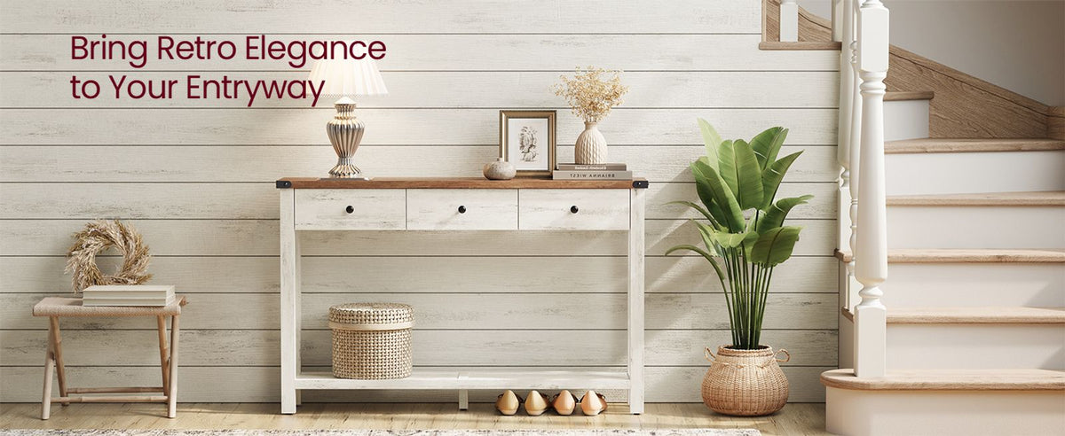 Console Table With Drawers And Open Shelf - product photo 08