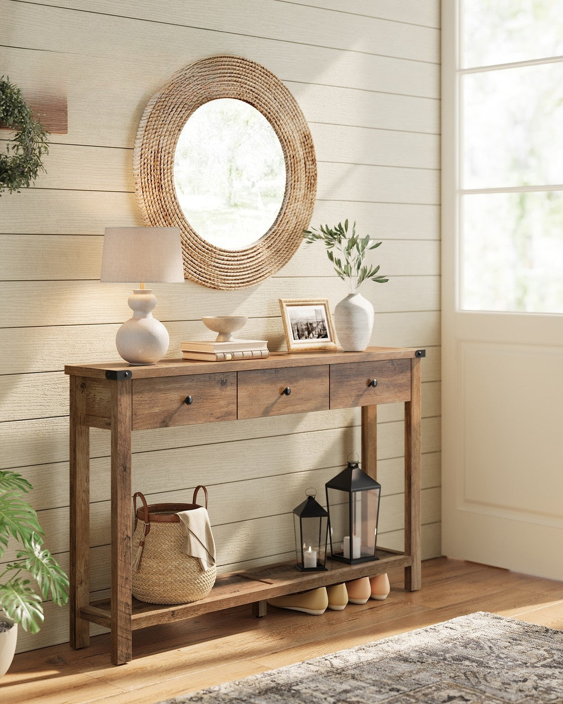 Console Table With Drawers And Open Shelf - product photo 13