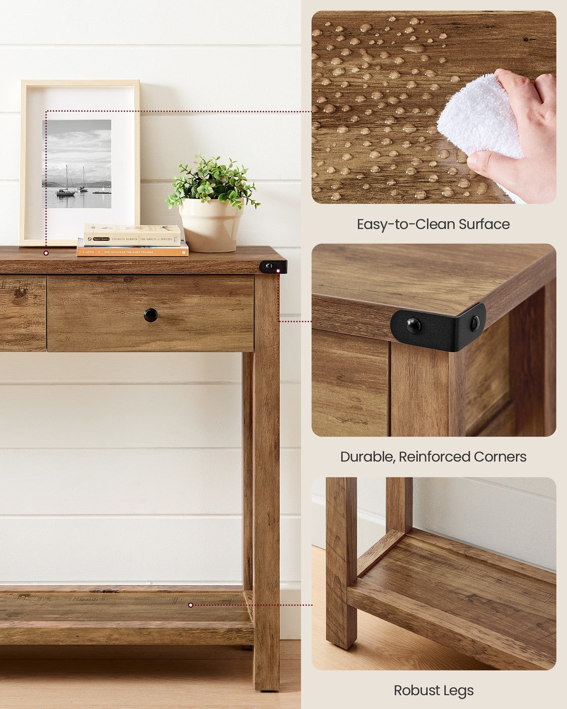 Console Table With Drawers And Open Shelf - product photo 16