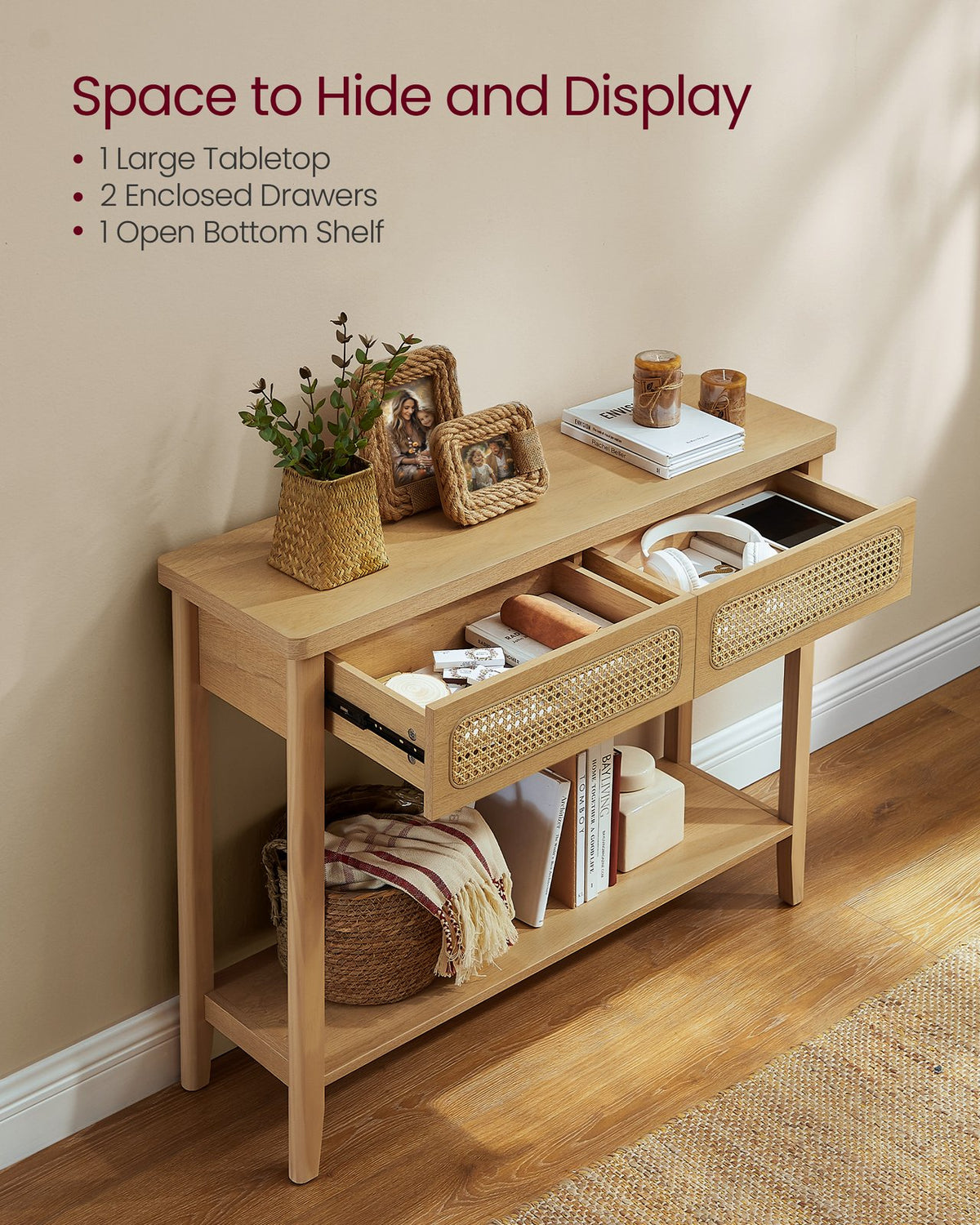 Console Table With Drawers And Shelf - product photo 05