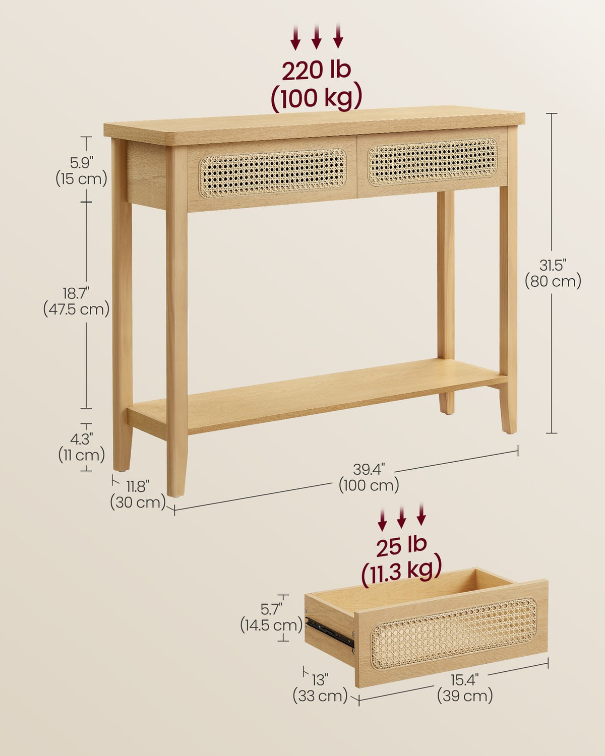 Console Table With Drawers And Shelf - product photo 06