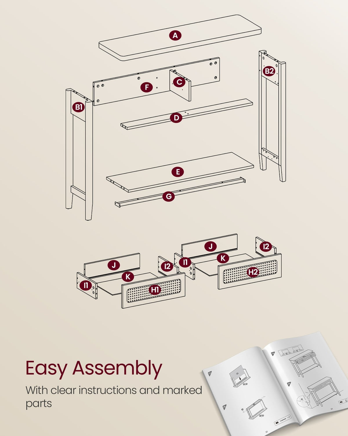 Console Table With Drawers And Shelf - product photo 07