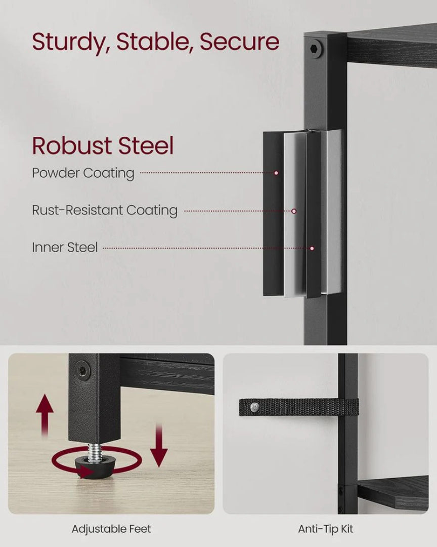 5 Tier Corner Shelving Unit With Cabinet Storage Space Saving Shelf – product view 7 | Ridgefield Furniture