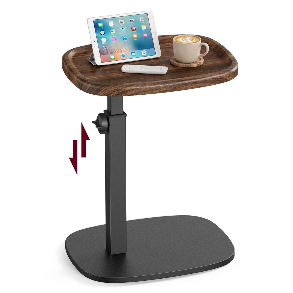 Couch Table, C-Shaped Sofa Side End Table, Bedside Table, Adjustable Height - product photo 01