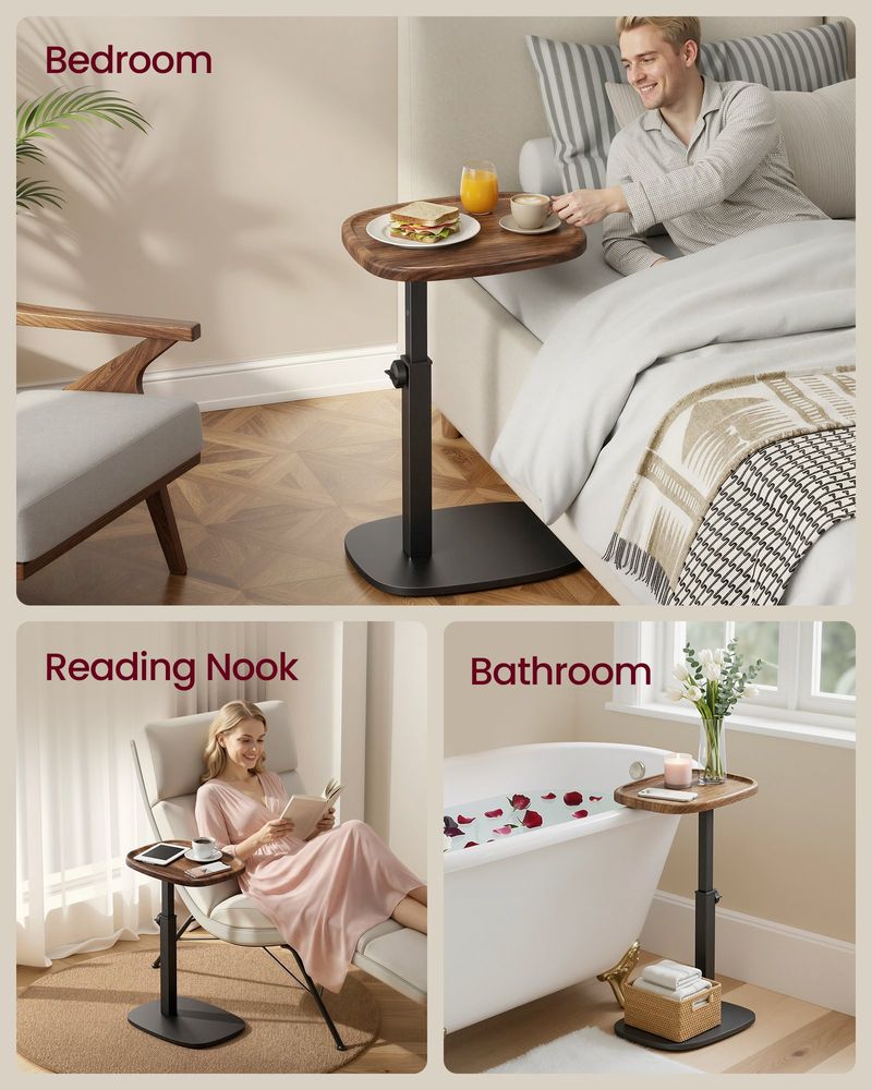 Couch Table, C-Shaped Sofa Side End Table, Bedside Table, Adjustable Height - product photo 07