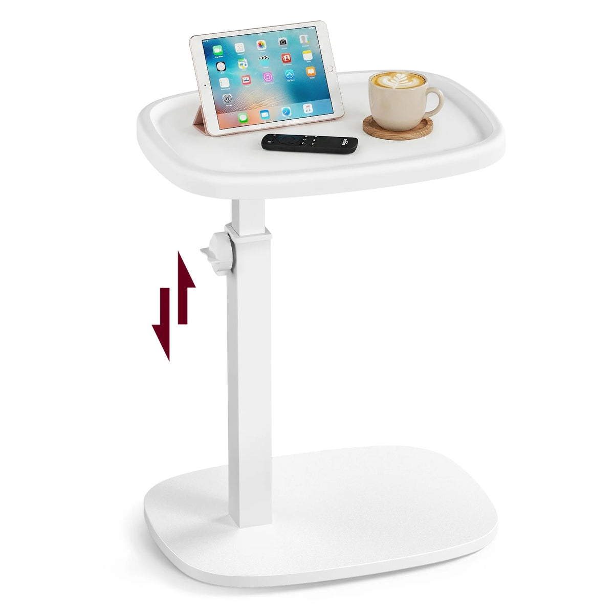 Couch Table, C-Shaped Sofa Side End Table, Bedside Table, Adjustable Height - ULET363W101